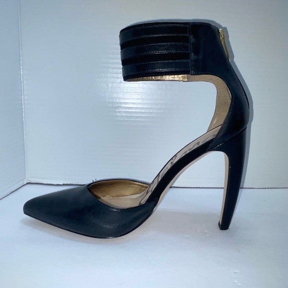 Sam Edelman | Black | Stiletto with Ankle Strap | Gold Buckle | 8.5 - Picture 9 of 16